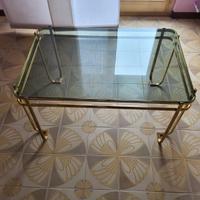 Tavolino rettangolare ottone e vetro