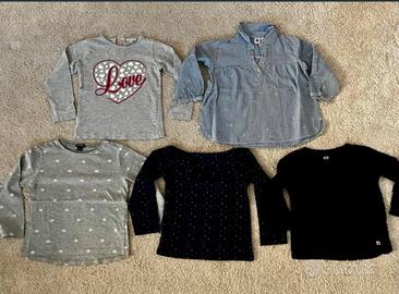 5 maglie manica lunga bimba 24 36 mesi