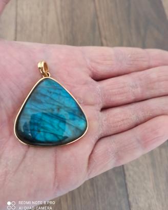 gioiello oro 18 carati con labradorite artigianale