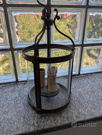 Lampadario cilindrico vetro e ottone