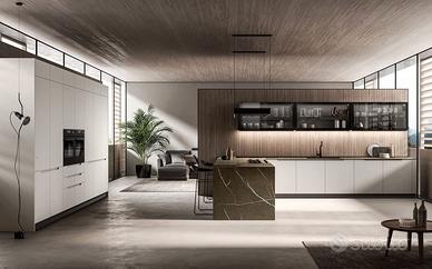 Cucina con maniglia Doppia colonna/Rif. L. 3300mm