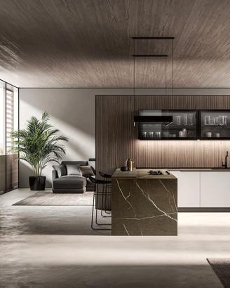Cucina con maniglia Doppia colonna/Rif. L. 3300mm