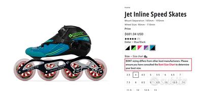 Pattini di velocità Bont Jet completi di piastra
