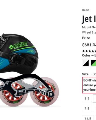 Pattini di velocità Bont Jet completi di piastra