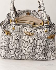 Borsa GUESS stampa pitonata bianco grigio
