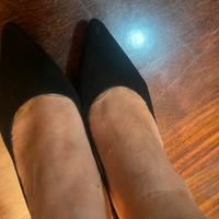Scarpe decillete scamosciate nere tacco basso