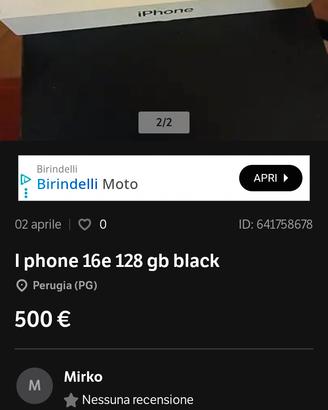 I phone 16 E nuovo ancora imballato 