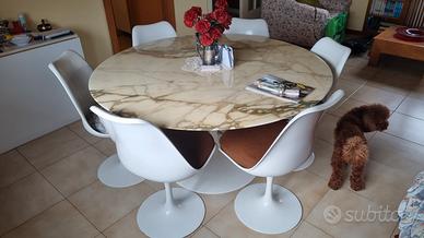 Tavolo rotondo marmo calacatta oro