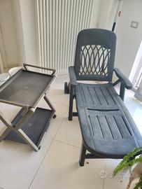 Lettino pieghevole + carrello portavivande