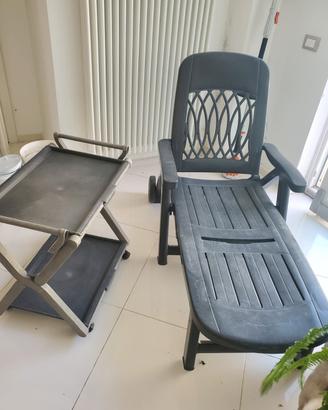 Lettino pieghevole + carrello portavivande