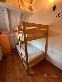 STRUTTURA LETTO CASTELLO cm 90x200 con 2 MATERASSI