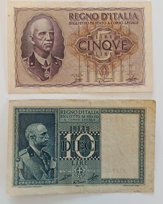 32# Banconote 5 e 10 Lire.