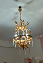 Lampadario calato oro con Brindoli in Swarovski 