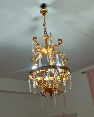 Lampadario calato oro con Brindoli in Swarovski 