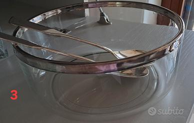 insalatiera in vetro e silverplate  con posate 