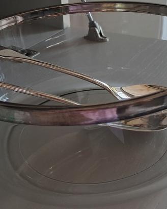insalatiera in vetro e silverplate  con posate 