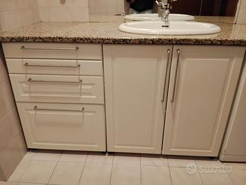 Mobile Bagno 140cm + Top in Marmo 205cm + Lavabo 