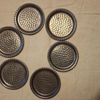 6 sottobicchieri vintage in peltro