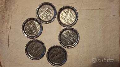 6 sottobicchieri vintage in peltro