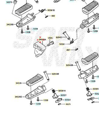 Supporto pedana ant Dx Kawasaki GPZ RX 1000 340031