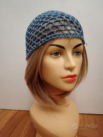 cuffia rete celeste con anellini