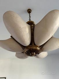 Lampadario vintage cin struttura in ottone