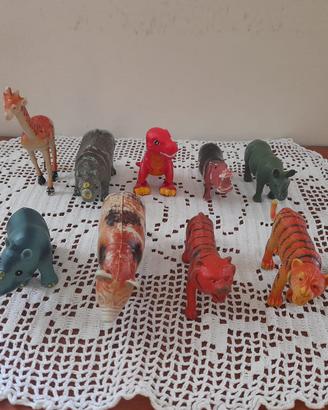 Set 10 Animaletti in Plastica Dura - Vintage/Prese