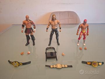 LOTTO 3 PERSONAGGI WRESTLING ELITE MATTEL