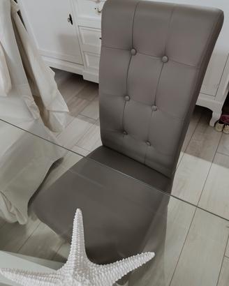 Sedie da pranzo moderne in ecopelle tortora