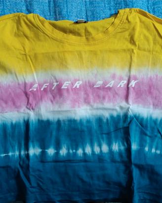 maglietta multicolore con stampa e scritta