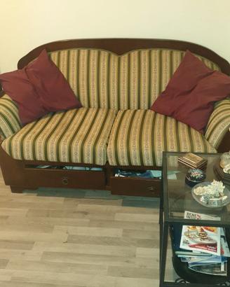 Divano vintage 2 posti con cassetti