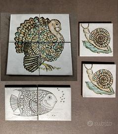 Clever, piastrelle decorate a mano , 10x10cm