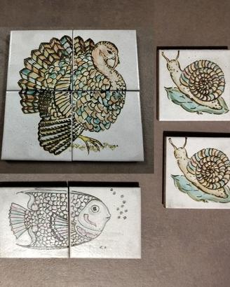 Clever, piastrelle decorate a mano , 10x10cm