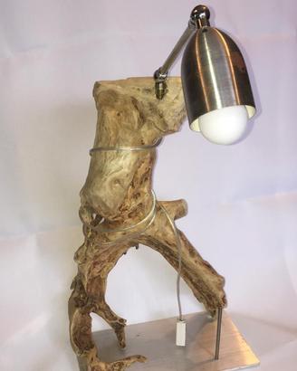 Lampada legno e acciaio