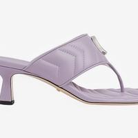 Sandali GUCCI in pelle viola doppia G Thong
