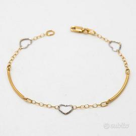 Bracciale oro giallo e bianco 18 kt cuori A.990