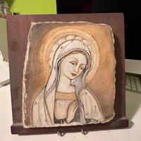 affresco su tufo e legno di Madonna