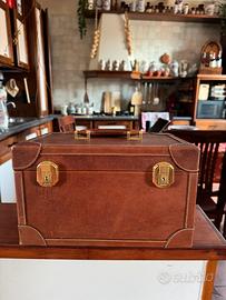Beauty Case Vintage in Vera Pelle con Specchio