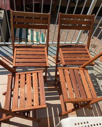 4 Sedie pieghevoli legno