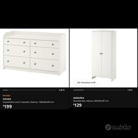 GUARDAROBA E CASSETTIERA PER CAMERETTA