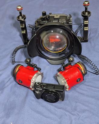 Canon gx7iii+ custodia+ dome+ 2 flash inon