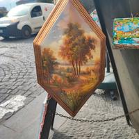 quadro esagonale foglia oro