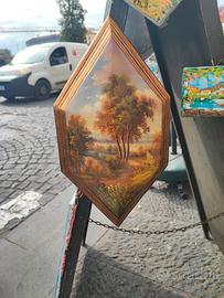 quadro esagonale foglia oro