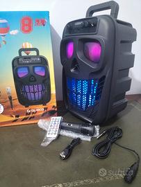 Cassa bluetooth portatile karaoke 100 watt pmpo 