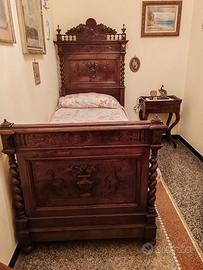 Letto singolo in legno fine '800