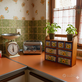 🌻 Portaspezie Vintage in legno e ceramica