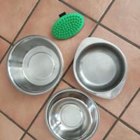tre ciotole per animali, acciao inox 