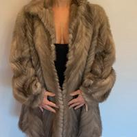 Giaccone visone a spina di pesce - silver