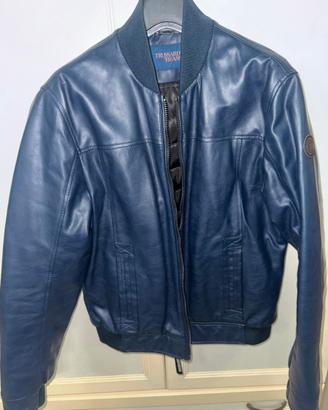 Bomber in pelle blu - Trussardi Jeans