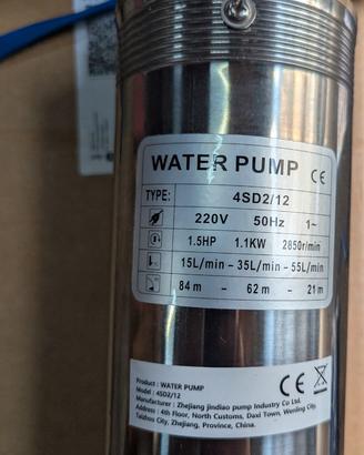 Pompa acqua sommersa pozzo 84m 1,1kW 1,5CV 400l/h